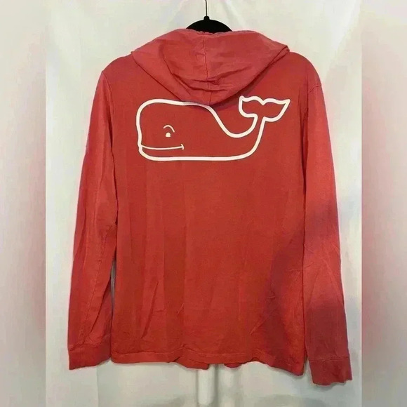 Men’s Vineyard Vines Long-Sleeve Two Toned Vintage Whale Hoodie Pocket T-Shirt - Picture 4 of 5